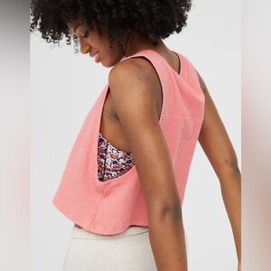 Offline by Aerie Wow! Cropped Pink Waffle Tank Top